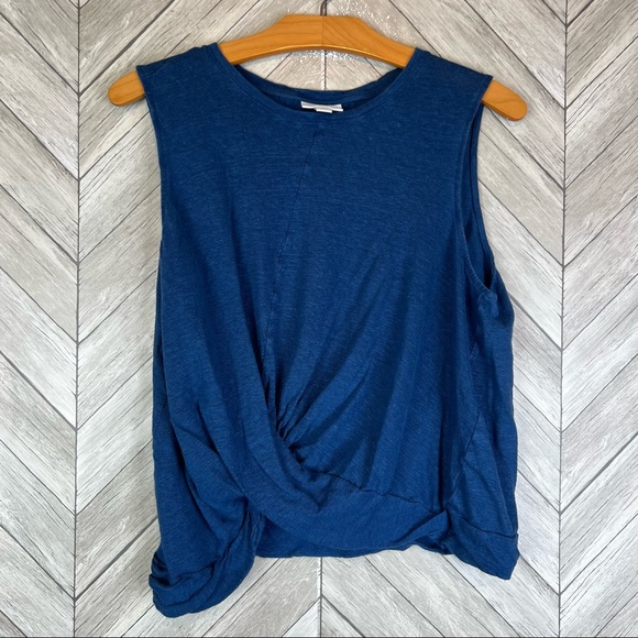 J. Jill Tops J Jill Navy Linen Tank Top With Front Twist Poshmark